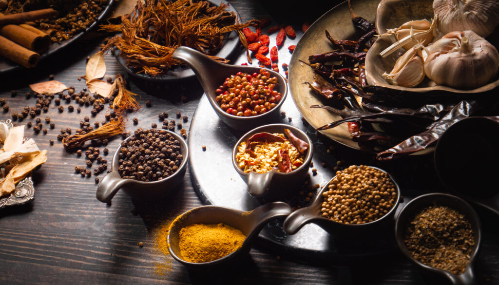 condiments or spices for red curry or thai food. ingredients foo